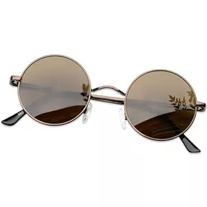 KANASTAL Sonnenbrillen & Zubehör KANASTAL Runde Sonnenbrille Herren Damen Klassische Retro Polarisierte Sonnenbrille Rund mit Metallrahmen Vintage Hippie Rave Brille UV400 Schutz