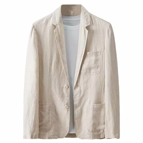 GIBZ Blazer GIBZ Herren Leinen Blazer Modische Casual Schlichte Anzugjacke Atmungsaktiver Anzug Sakko mit Tasche für Frühling Sommer Herbst