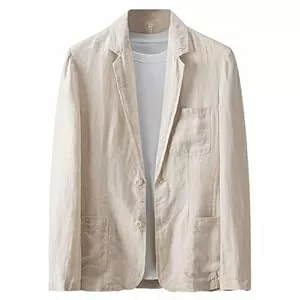 GIBZ Blazer GIBZ Herren Leinen Blazer Modische Casual Schlichte Anzugjacke Atmungsaktiver Anzug Sakko mit Tasche für Frühling Sommer Herbst