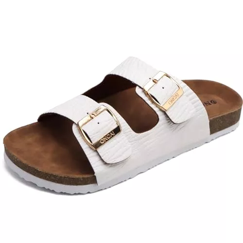 ONCAI Sandalen & Slides ONCAI Herren-Hausschuhe-Pantoletten-Schlappen-Sommerschuhe Flache Sandalen schieben und Sommer Drinnen und Draußen Kork-Sandalen Mit Verstellbarer Rieme