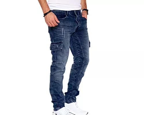 Styleko Jeans Styleko Herren Cargo Jeans Hose Herren Jeans Hose für Männer Jungen Regular Slim fit Denim Destroyed Jogger Freizeithose Casual Jeans Pants Jeans Herren Stretch 8003