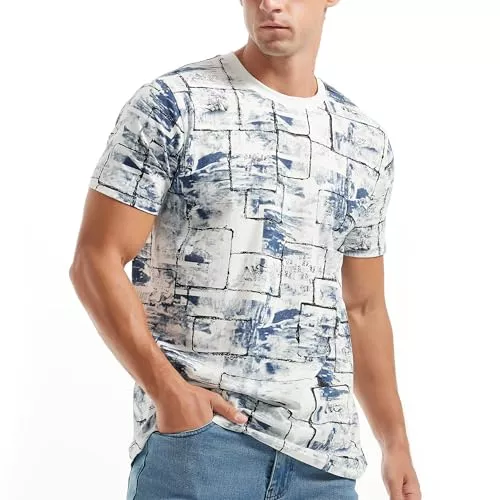 USALL T-Shirts USALL Herren Sommer DruckT-Shirt 95% Baumwolle Casual Atmungsaktives Männer T-Shirt Kurzarm