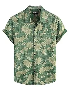 VATPAVE Hemden VATPAVE Herren Front Pocket HawaiiHemden Freizeithemden Blumen Kurzarm Knopfleiste Tropische Strandhemden