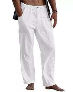 LVCBL Hosen LVCBL Leinenhose Herren Sommer Herbst Lose Lässige Leinenhose mit Taschen Elastischer Bund
