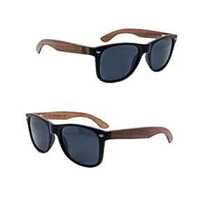 Holzwurm Sonnenbrillen & Zubehör Holzwurm Sonnenbrille mit Holzbügeln aus Walnuss für Damen & Herren/Polarisierende Brillengläser mit UV400-Schutz/mit Brillenetui aus echtem Bambus