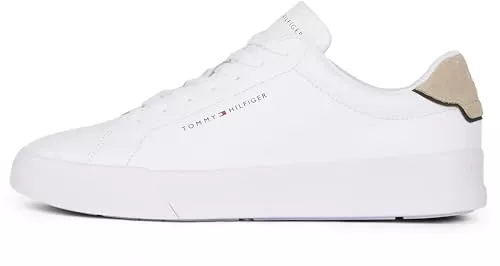 Tommy Hilfiger Sneaker & Sportschuhe Tommy Hilfiger Herren Court Sneaker Detail Essential aus Leder, Schwarz (Black), 41