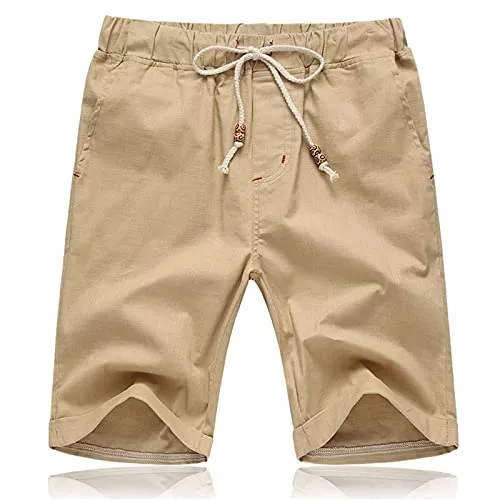 JustSun Shorts JustSun Kurze Hosen Herren Leinen Shorts Leicht Atmungsaktiv mit Tunnelzug