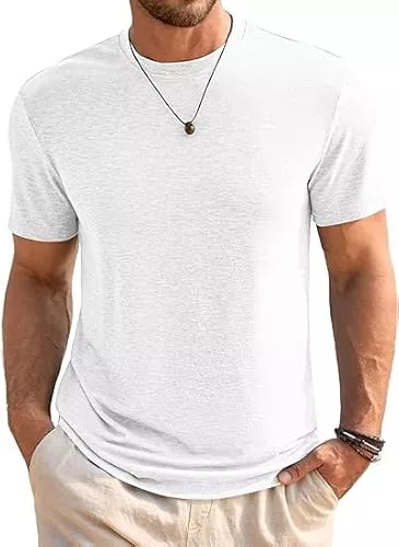 Runcati T-Shirts Runcati Herren T-Shirt Rundhals Kurzarm Sommer Oberteile Regular Fit Sport Fitness Funktionsshirt Einfarbig Basic Unterhemd Business Shirts