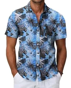 HMIYA Hemden HMIYA Herren Hawaii Hemd Männer Unisex Kurzarm Vordertasche Button Down Sommer Hemd Freizeit Urlaub Strand Hemd