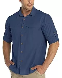 33,000ft Hemden 33,000ft Funktionshemd Herren UPF50+ UV-Schutz Langarm Hemd Atmungsaktiv Button-Down-Hemd Outdoor Sportliches Freizeithemd Angelhemd Für Männer