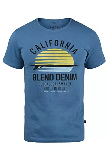 b BLEND T-Shirts Blend BHCalifo Herren T-Shirt Kurzarm Shirt mit Print Rundhals-Ausschnitt Baumwollmischung Regular fit