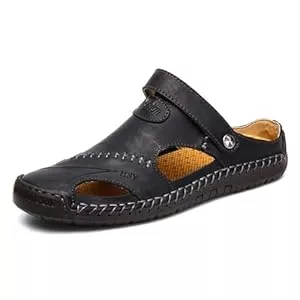 Asifn Sandalen & Slides Asifn Herren Leder Sport Sandalen Hausschuhe Outdoor Wandern Schuhe Strand Sportlich Fischer Wandern Sommer Anti-Rutsch Leichte Atmungsaktivität