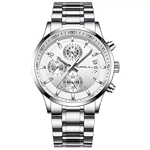 CRRJU Uhren CRRJU Herren Uhr Business Edelstahl wasserdichte Chronographen mit Kalender Armbanduhr Edelstahlband Stoppuhr Analog Quarzuhr