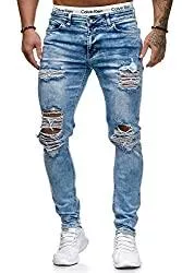 Code47 Jeans Code47 Herren Jeans Denim Zerrissen Slim Fit Used Destroyed Design Light Blue