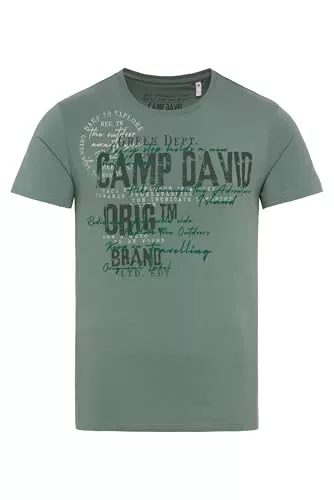 Camp David T-Shirts Camp David Herren Rundhalsshirt mit Used- und Puffprint-Details