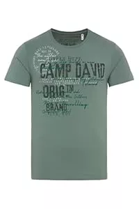 Camp David T-Shirts Camp David Herren Rundhalsshirt mit Used- und Puffprint-Details
