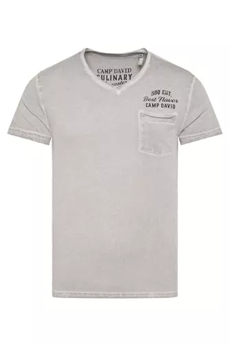 Camp David T-Shirts Camp David Herren V-Shirt mit Brusttasche und Backprint