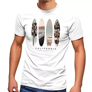 Neverless T-Shirts Neverless® Herren T-Shirt California Surf Paradise Surfboards Grafik Foto Print Kalifornien USA Amerika Sommer Fashion Streetstyle