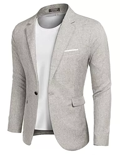 COOFANDY Blazer COOFANDY Herren Freizeit Sakko Sportlich Regular Fit Blazer Business Anzugjacke EIN Knopf