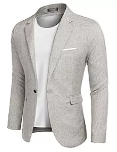 COOFANDY Blazer COOFANDY Herren Freizeit Sakko Sportlich Regular Fit Blazer Business Anzugjacke EIN Knopf