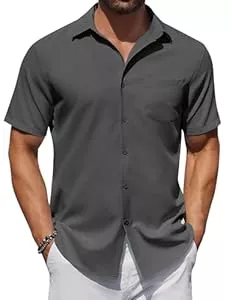 COOFANDY Hemden COOFANDY Herren Hemd Kurzarm Sommer Freizeithemd Business Casual Hemd Fleckenschutz Kurzarmhemd Regular Fit
