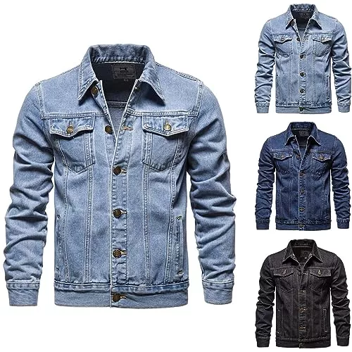 Generisch Jacken Generisch Jeansjacke Herren Schwarz Frühlingsjacke Gewaschener Denim Übergangsjacke Frühlings Sommer Winddichte Bomberjacke Mantel Vintage Herrenjacke Cargo Coat Männer Freizeitjacke Funktionsjacke
