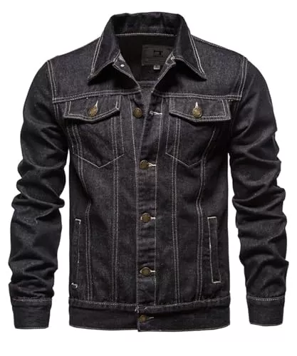 Btmpmcs Jacken Btmpmcs Herren Classics Jeansjacke Vintage Denim Trucker Jacket Gewaschener Cowboy Übergangsjacke Baumwolle Denim Jacke für Frühling und Herbst Western Motorrad Biker Jeans Mantel Outerwear