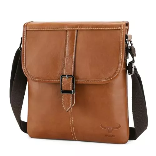 BAIGIO Taschen & Rucksäcke BAIGIO Leder Umhängetasche Herren Schultertasche Kleine Crossbody Bag Herren Ledertasche Business Tasche Schwarz Herrentasche Casual Tasche Leder Herrentasche Crossbody Tasche für Arbeit Reise Outdoor