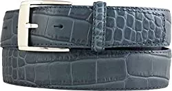 Brazil Lederwaren Gürtel Gürtel mit Krokoprägung 4 cm | Leder-Gürtel für Damen Herren 40mm Kroko-Optik | Kroko-Muster Schnalle Silber