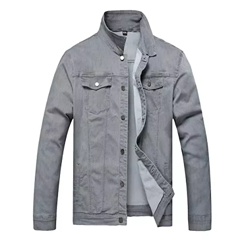 QIMYUM Jacken QIMYUM Jeansjacke für Herren, schmale Jeansjacke im Used-Look