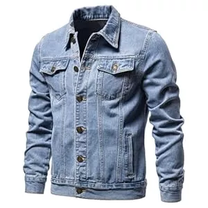 Mfhmom Jacken Oversized Herren Vintage Jeansjacke, Klassisch Western Trucker Jeans Mantel Jeansjacke Lockere Herren Denim Übergangsjacke Baumwolle mit Taschen und Knopfleiste Denim Jacke