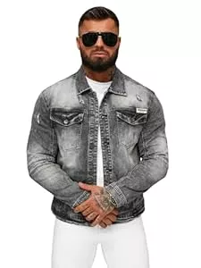 OZONEE Jacken OZONEE Herren Jeansjacke Jacke Jeans Übergangsjacke Sommerjacke Frühlingsjacke Herbstjacke Vintage Herrenjacke Herbst Übergangs Denim Bikerjacke Jacket Übergangs NB/MJ536BZ