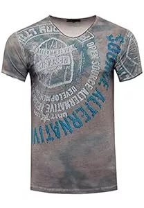 R-Neal T-Shirts Herren T-Shirt 'Rusty Neal' All Over Print Streetwear V-Neck S M L XL XXL Strass Design Clubwear 163
