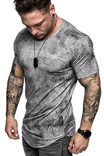 REPUBLIX T-Shirts REPUBLIX Oversize Herren Crew Neck Body-Fit Marble Design Shirt Sommer T-Shirt Rundhals-Ausschnitt