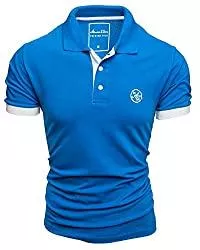 Amaci&amp;Sons Poloshirts Amaci&amp;Sons Herren Poloshirt Basic Kontrast Stickerei Kurzarm Polohemd T-Shirt