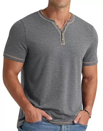 NITAGUT Poloshirts NITAGUT T-Shirts for Herren Kurzarm V-Ausschnitt Knopfleiste Männer Henley Tee Shirts Sommer Lässige Slim Fit Tops