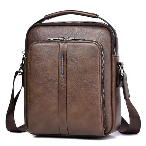 GZQFUOU Taschen & Rucksäcke GZQFUOU Umhängetasche Herren Schultertasche Herrentasche Klein Vintage PU Leder Crossbody Herren Tasche Umhängen Handtasche Männer für Arbeit, Schule, Alltag