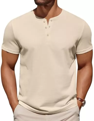 COOFANDY T-Shirts COOFANDY T-Shirts für Herren Henley Shirt Kurzarm Männer Sommer T Shirt mit Knopfleiste Baumwolle Basic Tee