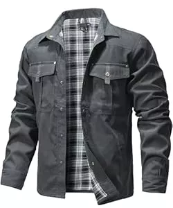 Zaitun Jacken Zaitun Herren Flanell gefüttert Jacke Jacke kariert gebürstet Futter Cowboy Western Twill Outdoor Shirt Jacke