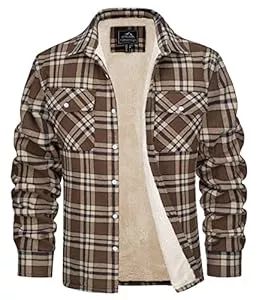 MAGCOMSEN Jacken MAGCOMSEN Herren Winterjacke Hemd Gefüttert Hemdjacke Thermo Karierts Freizeithemd mit Multi Taschen Baumwolle Warme Holzfällerhemd