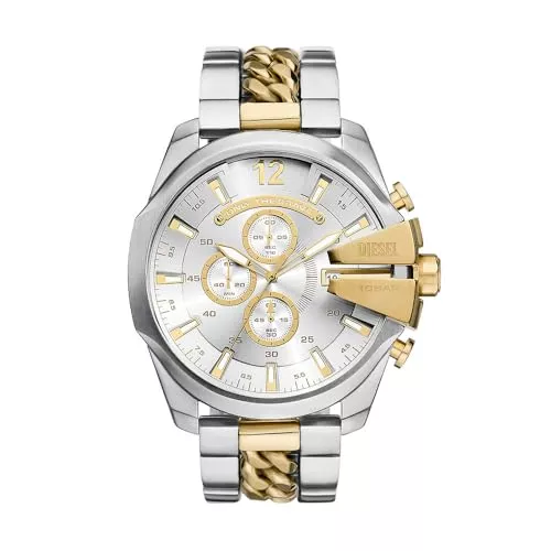 Diesel Uhren DIESEL Mega Chief Uhr für Herren, Chronographenwerk mit Edelstahlarmband