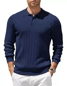 COOFANDY Langarmshirts COOFANDY Herren Strick Poloshirt Langarm Business Strickpullover Mit Polokragen Regular Fit