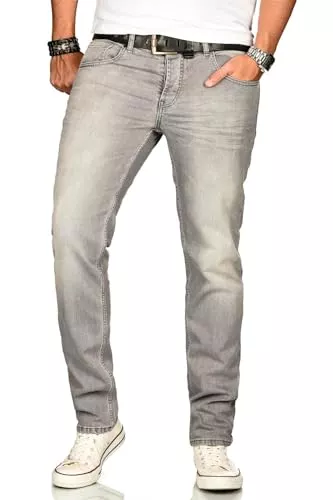 ALESSANDRO SALVARINI Jeans ALESSANDRO SALVARINI Herren Slim Fit Jeans Hose Denim Stretch-Jeans Jeanshose Washed