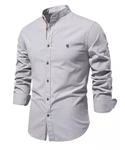 Btmpmcs Hemden Btmpmcs Herren Hemd Regular Fit Leinenhemd Langarm Stehkragen Leinenshirt Freizeithemden Businesshemden Baumwolle Klassisch Hemden Unifarben Button Down Hemd Casual Herrenhemden Frühling Sommer
