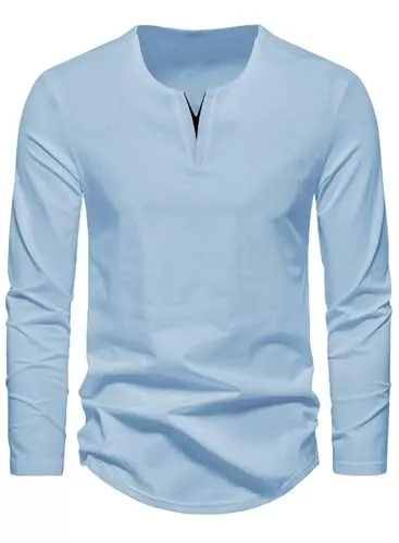 Meilicloth Langarmshirts Meilicloth Herren Langarmshirts mit V-Ausschnitt Baumwolle Shirt Longsleeve Herren Oberteile Freizeit Basic Sweatshirt Soft Herbst Winter