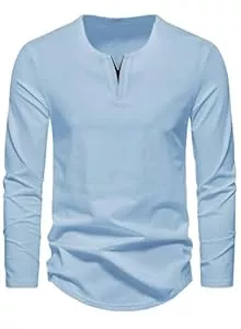 Meilicloth Langarmshirts Meilicloth Herren Langarmshirts mit V-Ausschnitt Baumwolle Shirt Longsleeve Herren Oberteile Freizeit Basic Sweatshirt Soft Herbst Winter
