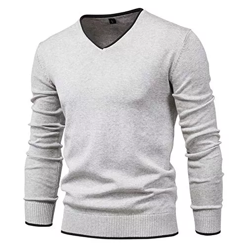 Feziakuk Pullover & Strickmode Feziakuk Strickpullover Herren V-Ausschnitt Pullover Herbst Winter Langarm Sweater Basic Winterpullover Warm Arbeitspullove Tops