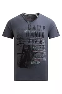 Camp David T-Shirts Camp David Herren T-Shirt V-Neck im Used Look mit Photoprint
