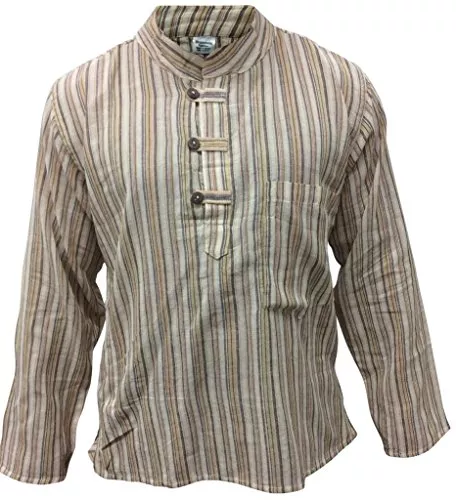 SHOPOHOLIC FASHION Hemden SHOPOHOLIC FASHION Multi Color Mix Dharke Stripes Leichtes, bequemes, langärmliges, traditionelles Hippie-Boho-Opa-Hemd