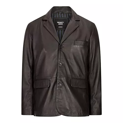 TruClothing.com Blazer TruClothing.com Herren Echtleder Blazer Jacke Mantel 3 Knopf Classic Fit Elegant Casual Vintage